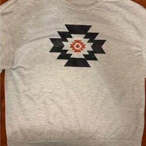 Heather Gray Aztec Graphic Sweatshirt - Black & Rust Design